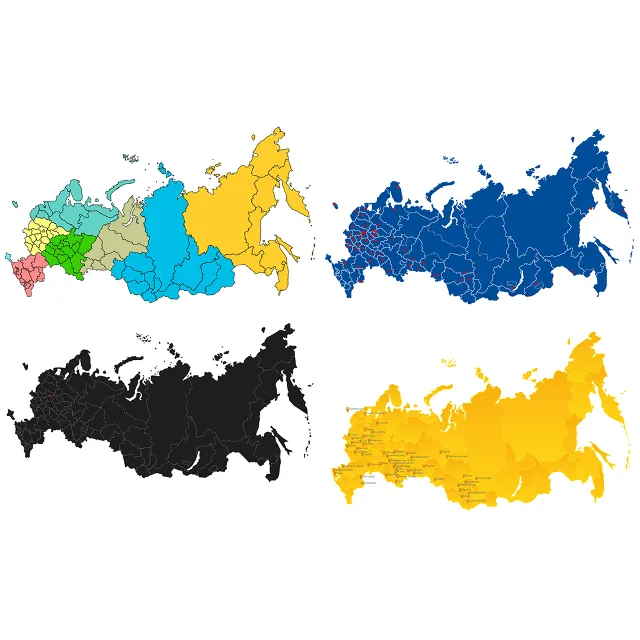 Карта России с регионами в векторе