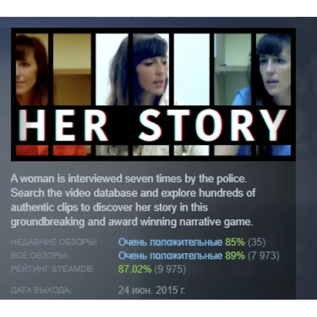 HER STORY АВТОДОСТАВКА STEAM GLOBAL МГНОВЕННО ЛИЦЕНЗИЯ