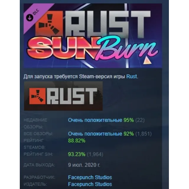 Rust - Sunburn Pack DLC АВТОДОСТАВКА STEAM РОССИЯ