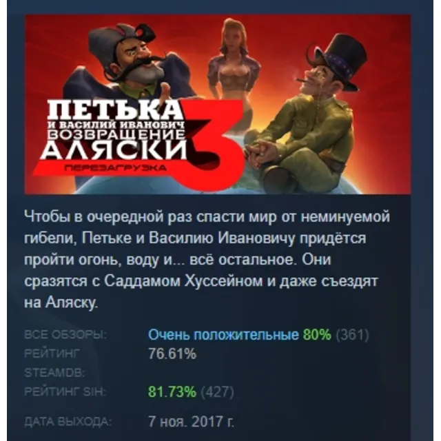 Петька и Василий Иванович 3: Возвращение Аляски. Перезагрузка АВТОДОСТАВКА STEAM GLOB