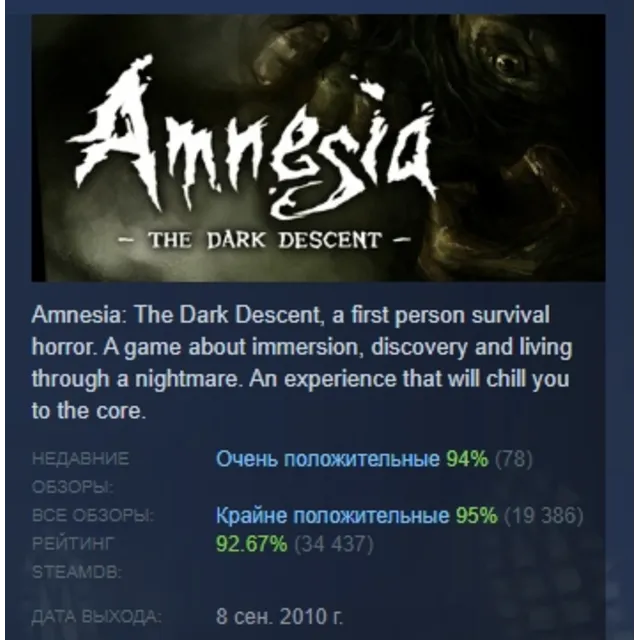 Amnesia: The Dark Descent АВТОДОСТАВКА STEAM GLOBAL МГНОВЕННО ЛИЦЕНЗИЯ