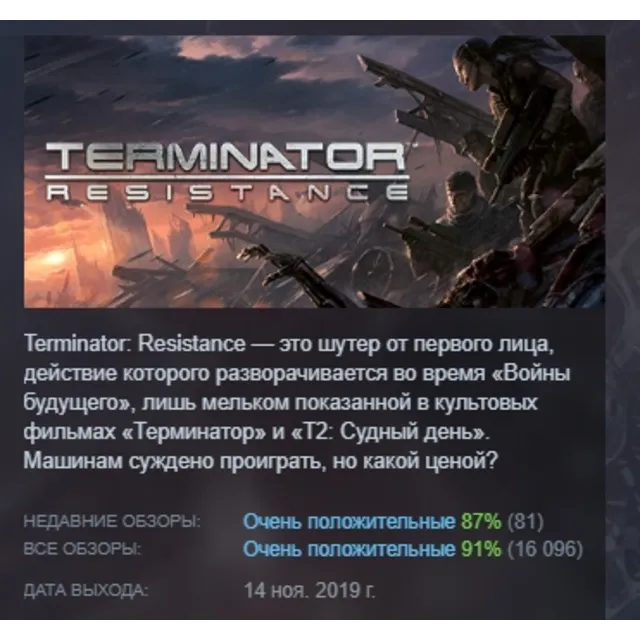 Terminator: Resistance АВТОДОСТАВКА STEAM GLOBAL МГНОВЕННО ЛИЦЕНЗИЯ