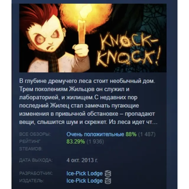 Knock-knock АВТОДОСТАВКА STEAM GLOBAL МГНОВЕННО ЛИЦЕНЗИЯ