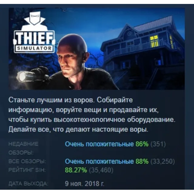 Thief Simulator АВТОДОСТАВКА STEAM GLOBAL МГНОВЕННО ЛИЦЕНЗИЯ