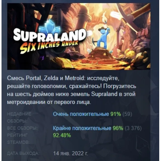 Supraland Six Inches Under АВТОДОСТАВКА STEAM GLOBAL МГНОВЕННО ЛИЦЕНЗИЯ