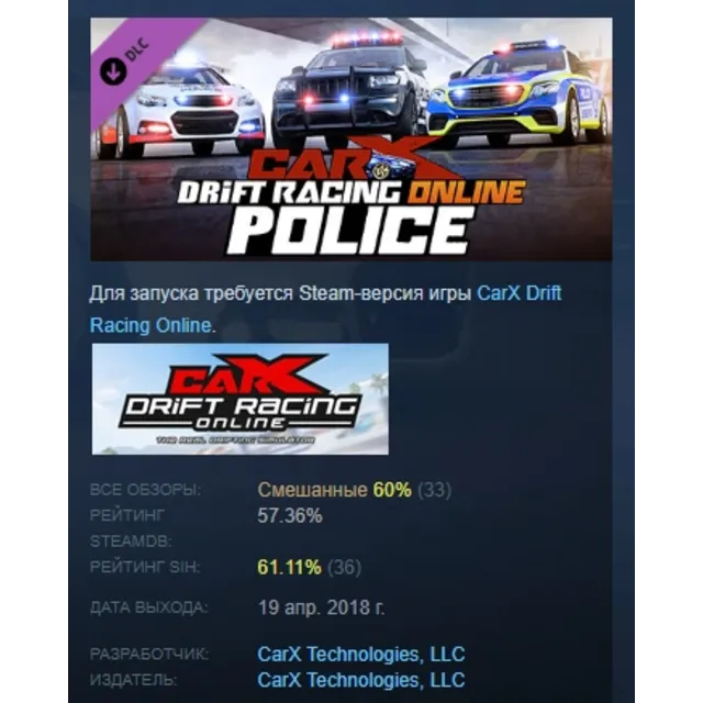 CarX Drift Racing Online - CarX Police DLC STEAM РОССИЯ
