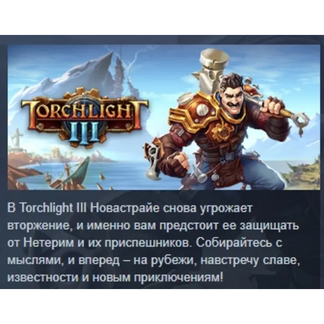 Torchlight 3 III АВТОДОСТАВКА STEAM GLOBAL МГНОВЕННО ЛИЦЕНЗИЯ