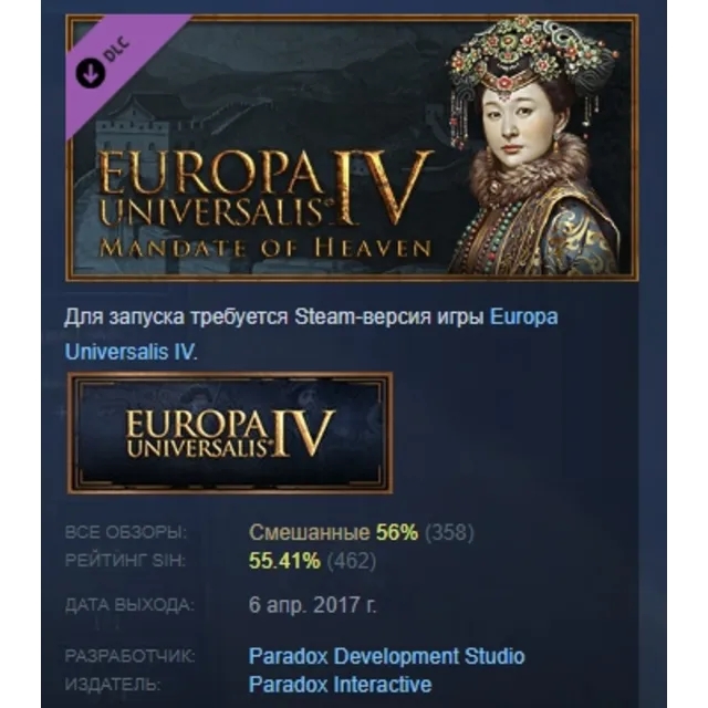 Expansion Europa Universalis IV Mandate of Heaven DLC AUTODELIVERY STEAM RUSSIA
