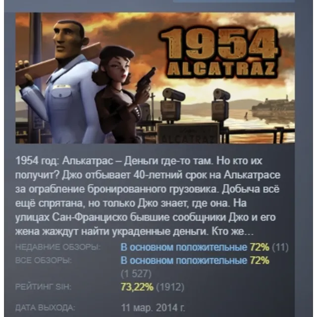 1954 Alcatraz АВТОДОСТАВКА STEAM GLOBAL МГНОВЕННО ЛИЦЕНЗИЯ