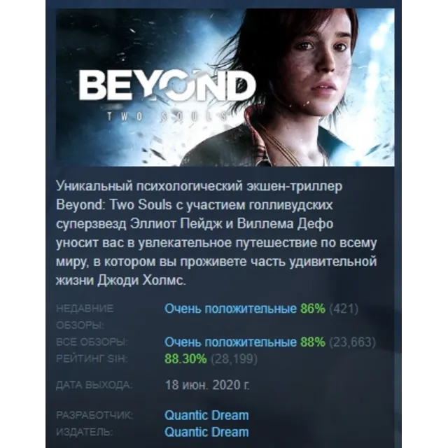 Beyond: Two Souls АВТОДОСТАВКА STEAM GLOBAL МГНОВЕННО ЛИЦЕНЗИЯ