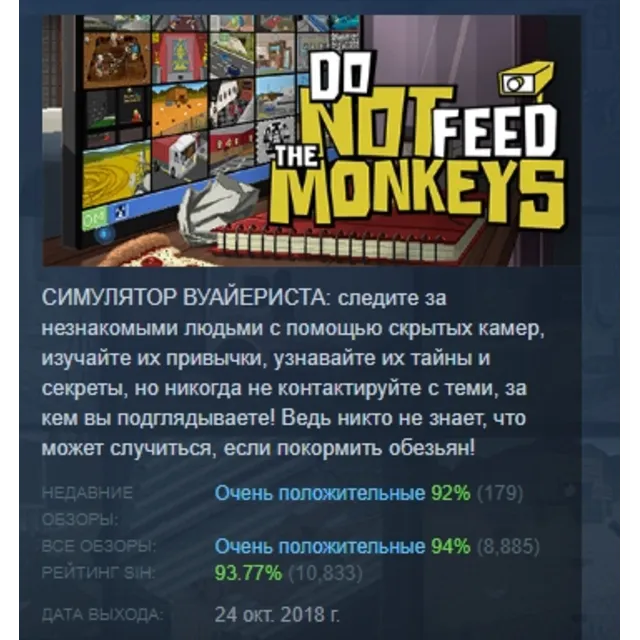 Do Not Feed The Monkeys АВТОДОСТАВКА STEAM GLOBAL МГНОВЕННО ЛИЦЕНЗИЯ