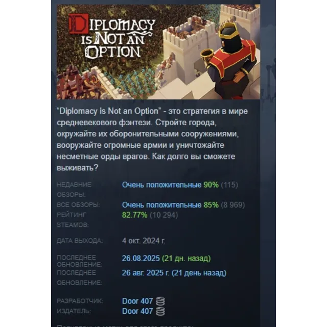 Diplomacy is Not an Option АВТОДОСТАВКА STEAM GLOBAL МГНОВЕННО ЛИЦЕНЗИЯ