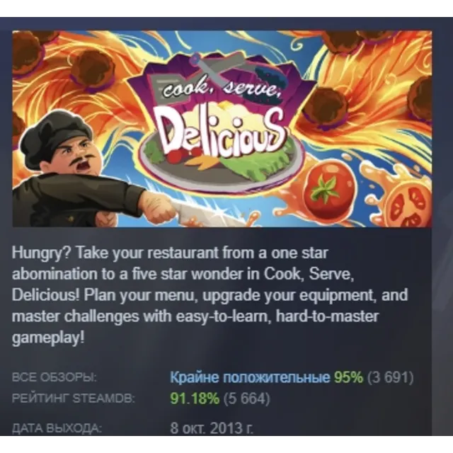 Cook, Serve, Delicious! АВТОДОСТАВКА STEAM GLOBAL МГНОВЕННО ЛИЦЕНЗИЯ