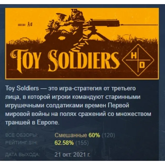 Toy Soldiers: HD АВТОДОСТАВКА STEAM GLOBAL МГНОВЕННО ЛИЦЕНЗИЯ