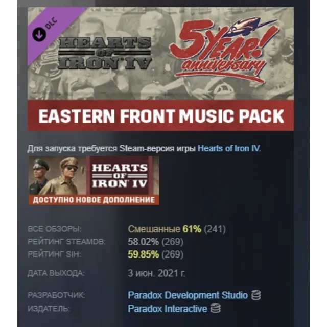 Music - Hearts of Iron IV: Songs of the Eastern Front DLC AUTODELIVERY STEAM RUSSIA
