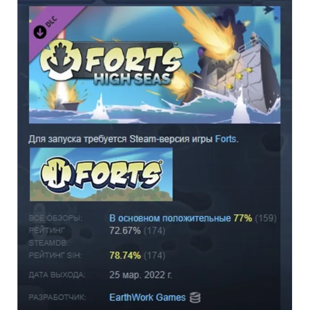 Forts - High Seas АВТОДОСТАВКА DLC STEAM GIFT РОССИЯ