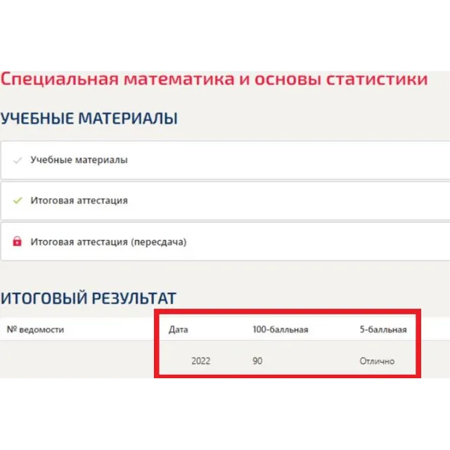 Специальная математика основы статистики тест Синергия