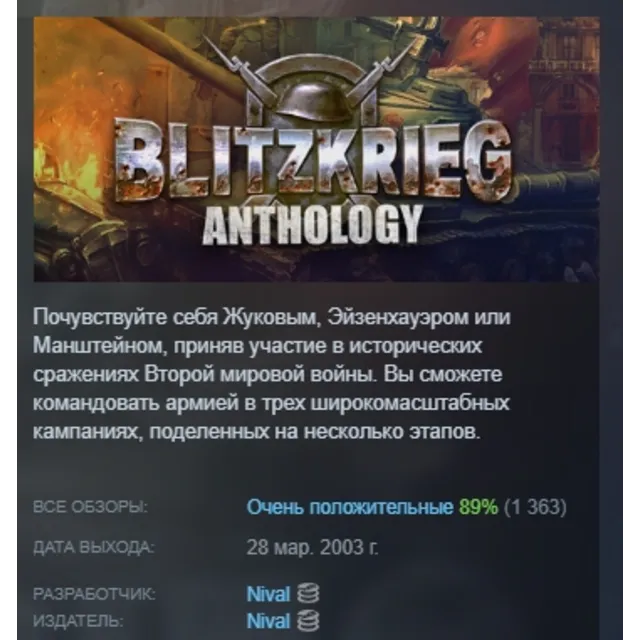 Blitzkrieg Anthology АВТОДОСТАВКА STEAM GLOBAL МГНОВЕННО ЛИЦЕНЗИЯ