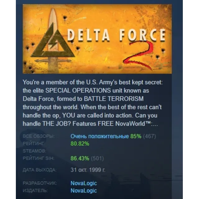 Delta Force 2 АВТОДОСТАВКА STEAM GLOBAL МГНОВЕННО ЛИЦЕНЗИЯ