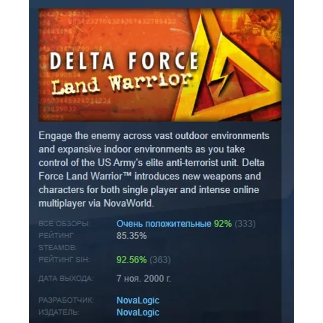 Delta Force Land Warrior АВТОДОСТАВКА STEAM GLOBAL МГНОВЕННО ЛИЦЕНЗИЯ