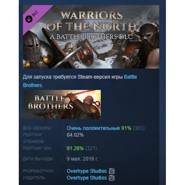 Battle Brothers Warriors of the North DLC АВТОДОСТАВКА STEAM РОССИЯ