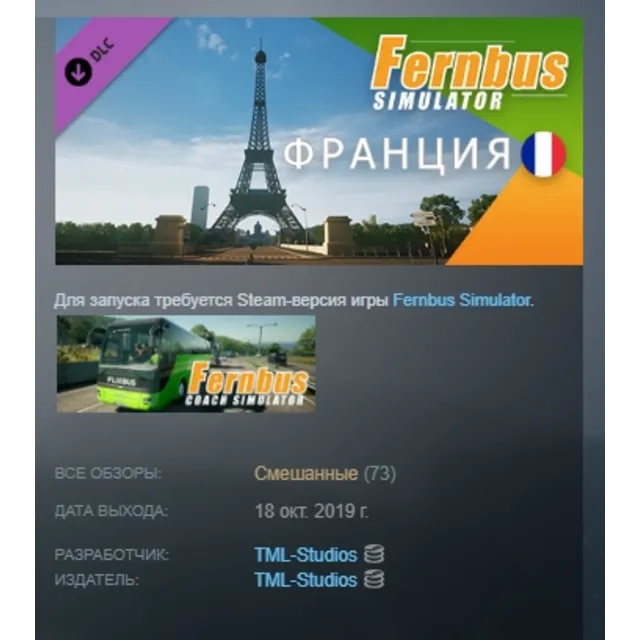 Fernbus Simulator - France Франция DLC АВТОДОСТАВКА STEAM РОССИЯ