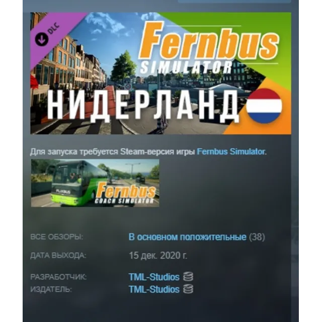 Fernbus Simulator - Netherlands Нидерланды DLC АВТОДОСТАВКА STEAM РОССИЯ