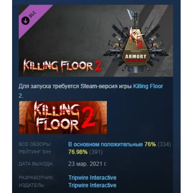 Killing Floor 2 Armory Season Pass KF2 Season Pass 2021 DLC AUTODELIVERY STEAM РОССИЯ