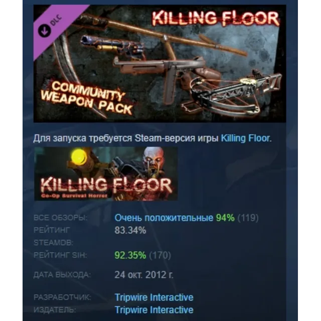 Killing Floor - Community Weapon Pack DLC AUTODELIVERY STEAM РОССИЯ