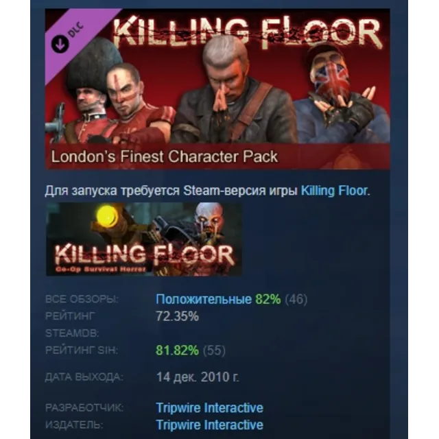 Killing Floor London's Finest DLC Character pack АВТОДОСТАВКА STEAM РОССИЯ