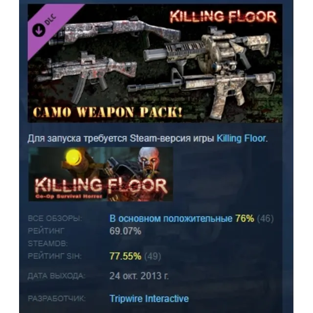 Killing Floor - Camo Weapon Pack DLC АВТОДОСТАВКА STEAM РОССИЯ