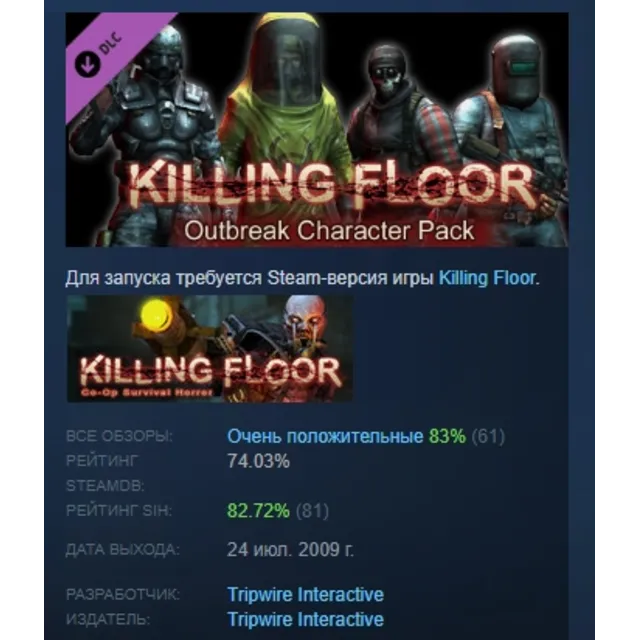 Killing Floor Outbreak Character Pack DLC AUTODELIVERY STEAM РОССИЯ