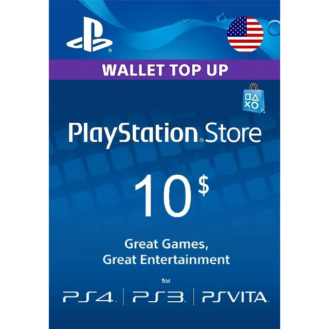 Карта PlayStation Network (PSN) - 10 долларов USA (USD)
