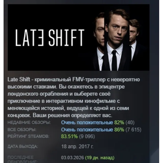 Late Shift АВТОДОСТАВКА STEAM GLOBAL МГНОВЕННО ЛИЦЕНЗИЯ