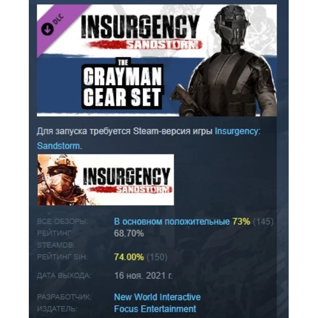 Insurgency: Sandstorm - Gray Man Gear Set DLC STEAM