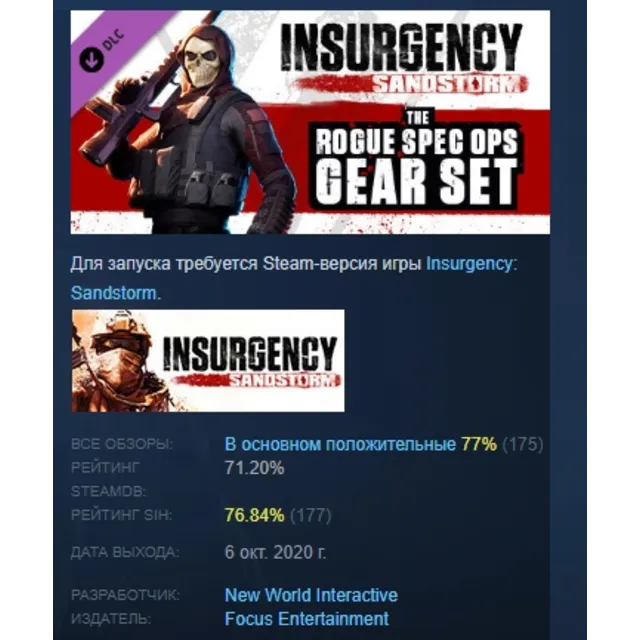 Insurgency: Sandstorm - Rogue Spec Ops Gear Set DLC AUTODELIVERY STEAM RUSSIA