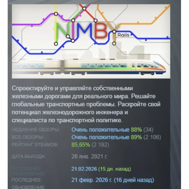 NIMBY Rails АВТОДОСТАВКА STEAM GLOBAL МГНОВЕННО ЛИЦЕНЗИЯ