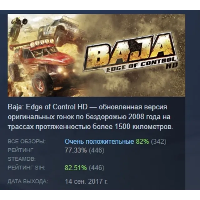 BAJA: Edge of Control HD АВТОДОСТАВКА STEAM GLOBAL МГНОВЕННО ЛИЦЕНЗИЯ