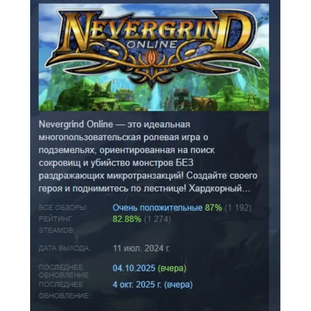Nevergrind Online АВТОДОСТАВКА STEAM GLOBAL МГНОВЕННО ЛИЦЕНЗИЯ