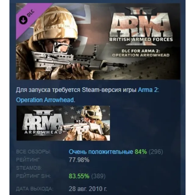 Arma 2: British Armed Forces DLC АВТОДОСТАВКА STEAM РОССИЯ