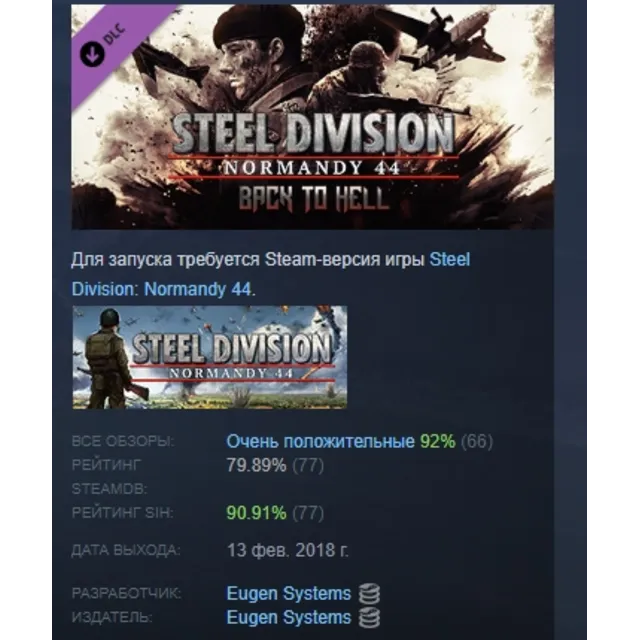 Steel Division: Normandy 44 - Back to Hell DLC STEAM РФ