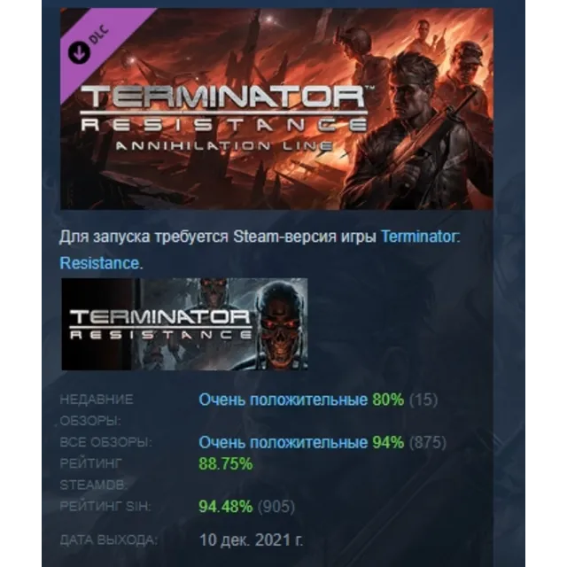 Terminator: Annihilation Line DLC АВТОДОСТАВКА STEAM РОССИЯ