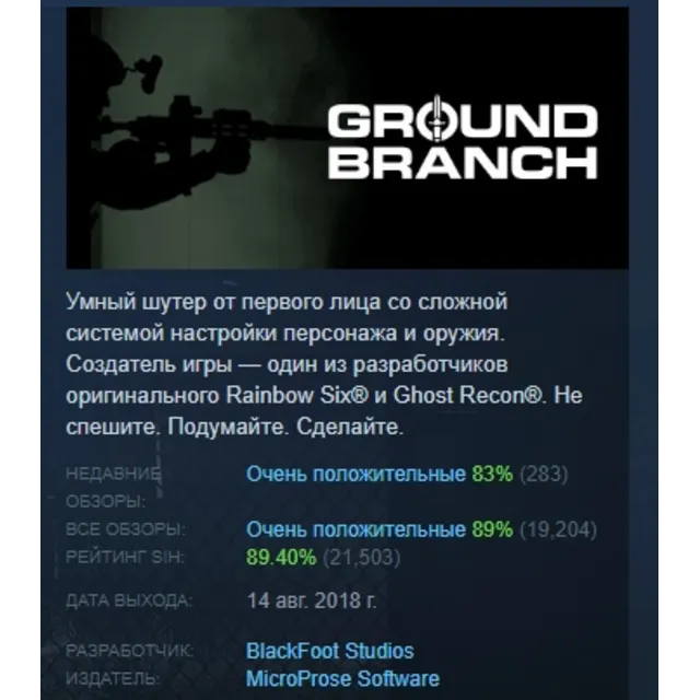 GROUND BRANCH 💎 АВТОДОСТАВКА STEAM GLOBAL МГНОВЕННО ЛИЦЕНЗИЯ