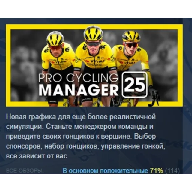 Pro Cycling Manager 25 АВТОДОСТАВКА STEAM GLOBAL МГНОВЕННО ЛИЦЕНЗИЯ