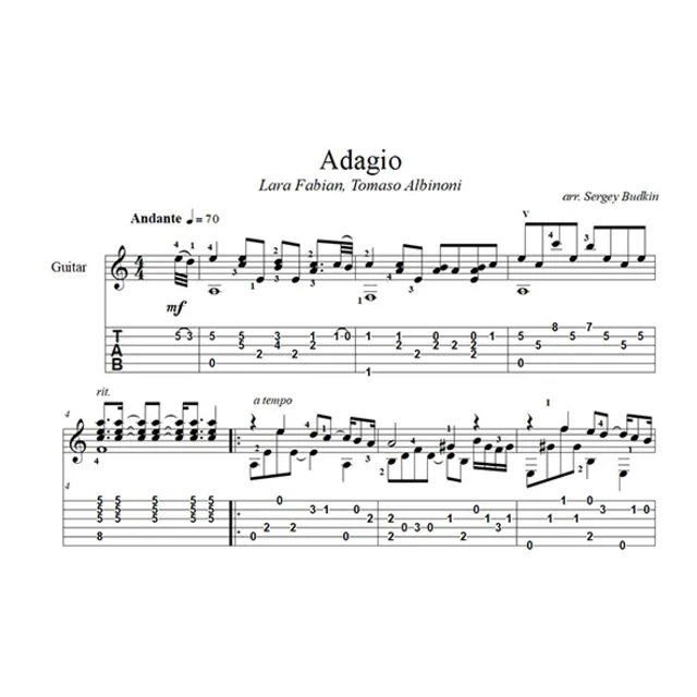 Адажио (Альбинони - Лара Фабиан) для гитары