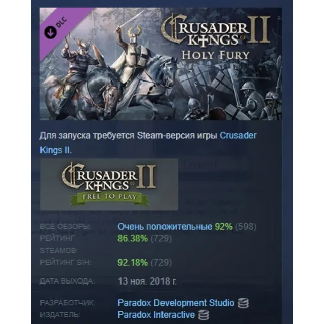 Expansion - Crusader Kings II: Holy Fury АВТОДОСТАВКА STEAM РОССИЯ