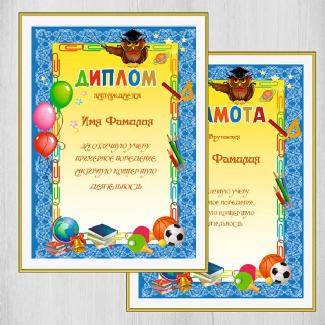 Диплом/грамота для школ №14