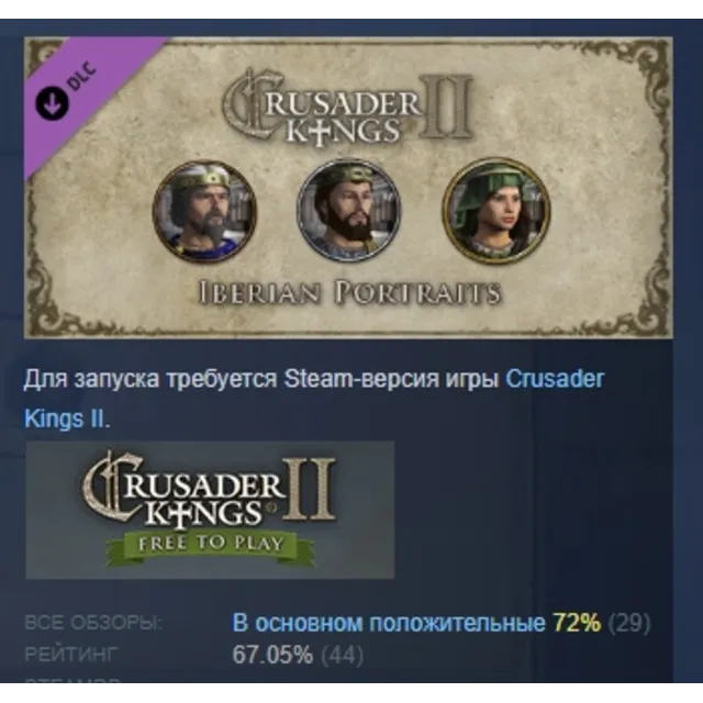 Crusader Kings II: Iberian Portraits DLC АВТОДОСТАВКА STEAM РОССИЯ