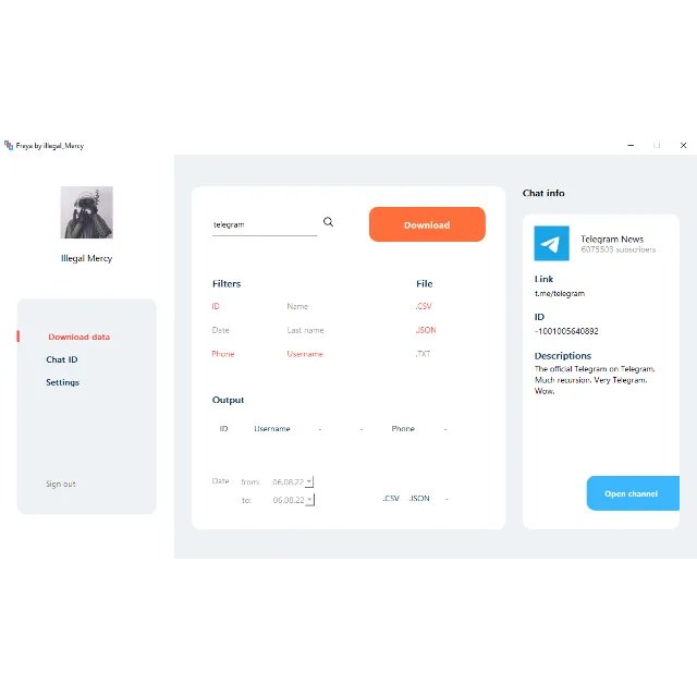 Парсер открытых групп Telegram