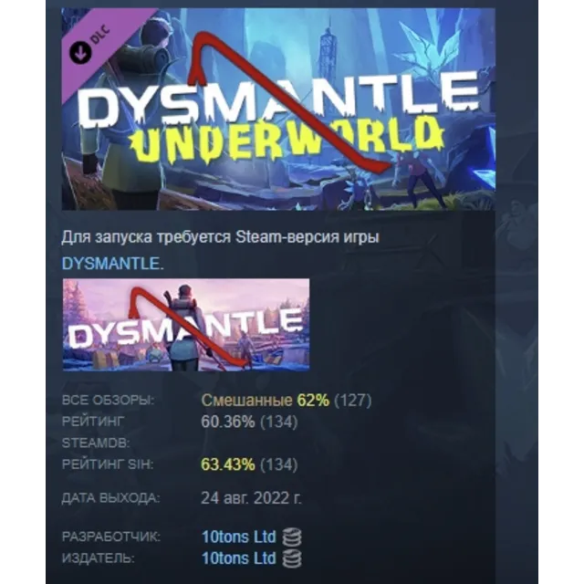 DYSMANTLE - The Underworld DLC STEAM GIFT РОССИЯ